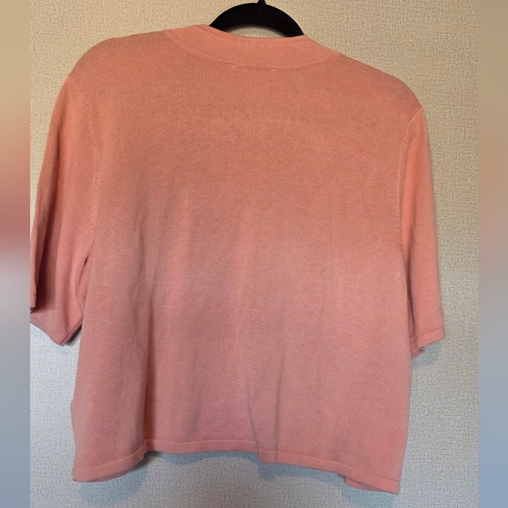 Isaac Mizrahi Short-Sleeve Open-Front Cardigan in Dusty Pink - Picture 3 of 5